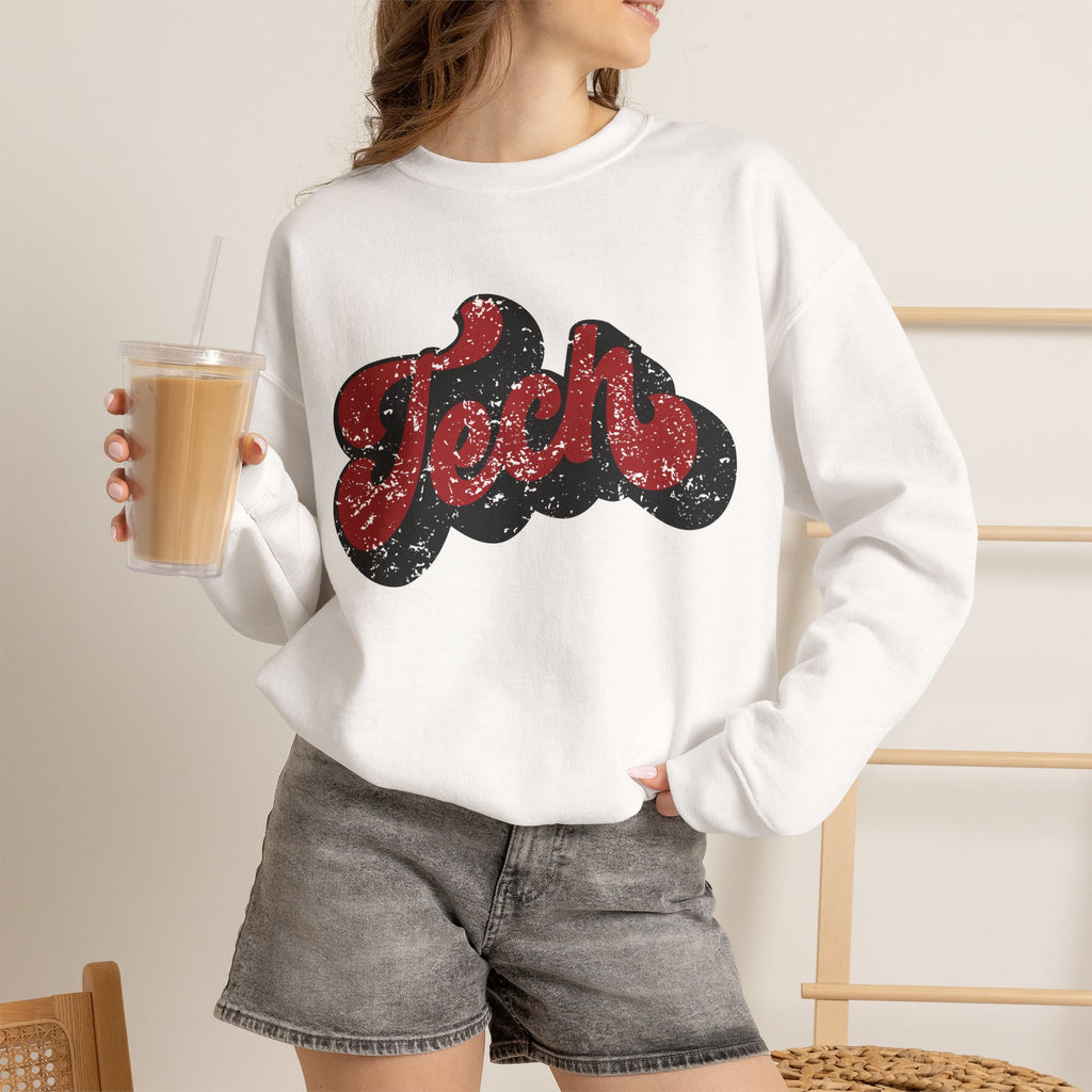 Retro 'Tech' Graphic Crewneck Sweatshirt