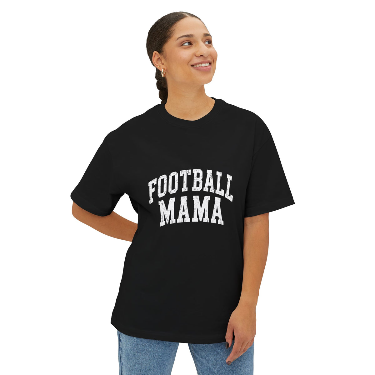 Football Mama Tee — Oversized Boxy Mom Shirt for Game Day