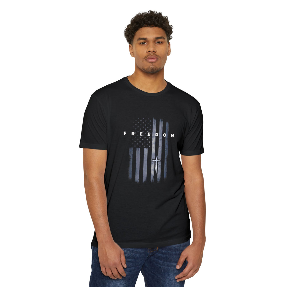Distressed Navy Flag T-Shirt — Vintage American Flag Tee