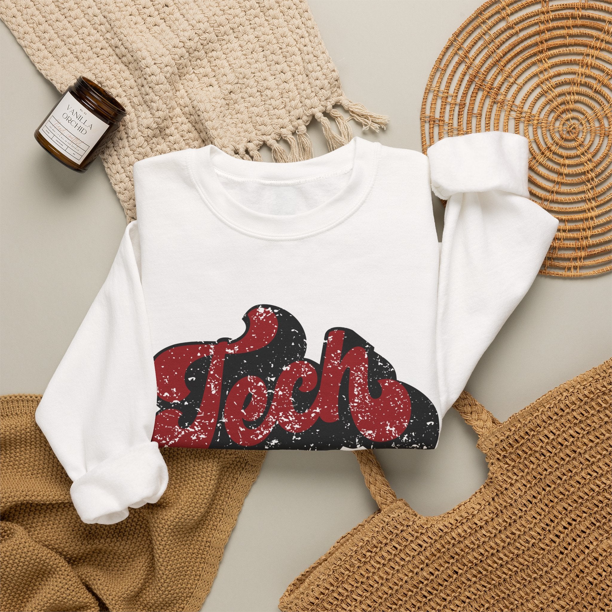 Retro 'Tech' Graphic Crewneck Sweatshirt