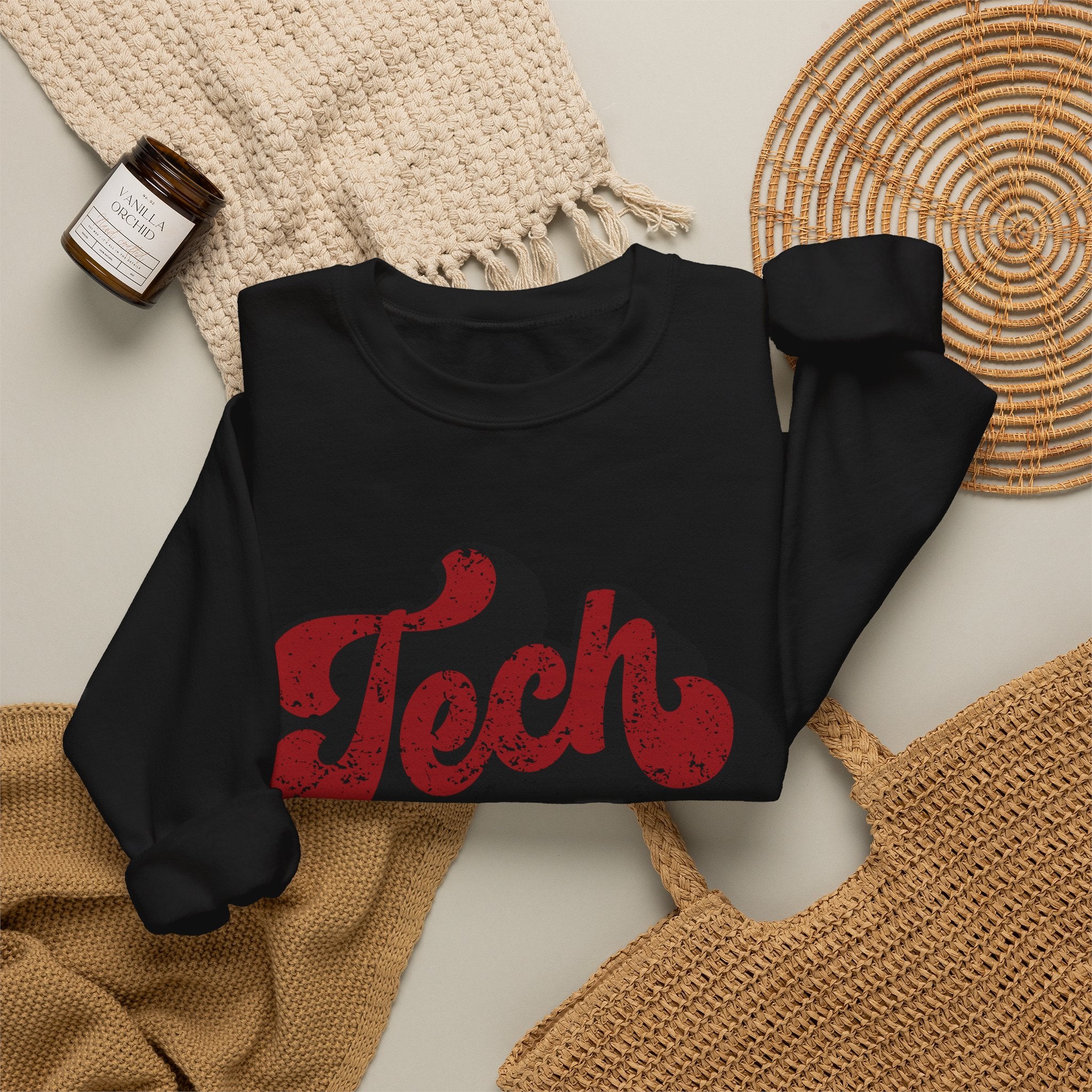 Retro 'Tech' Graphic Crewneck Sweatshirt