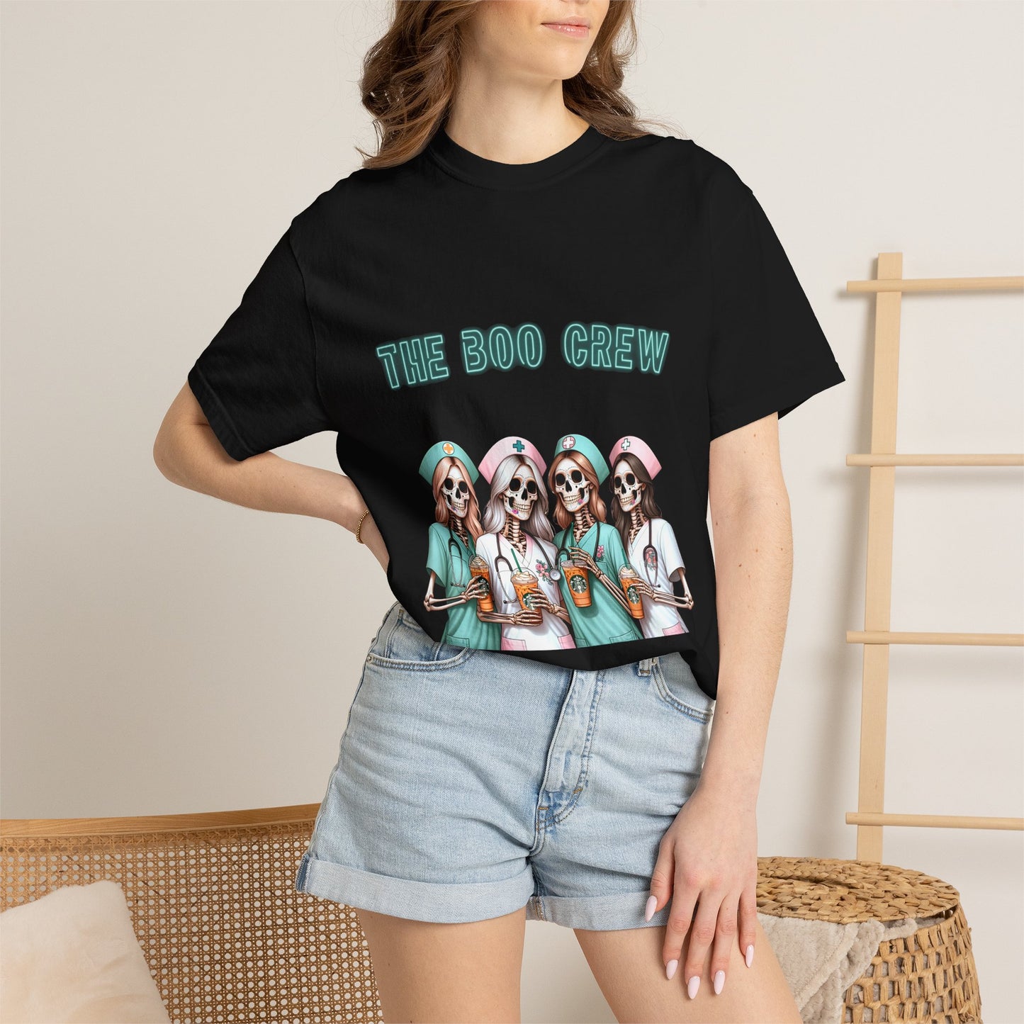 Nurse Squad T‑Shirt — "The Boo Crew" Halloween Medical Skull Tee