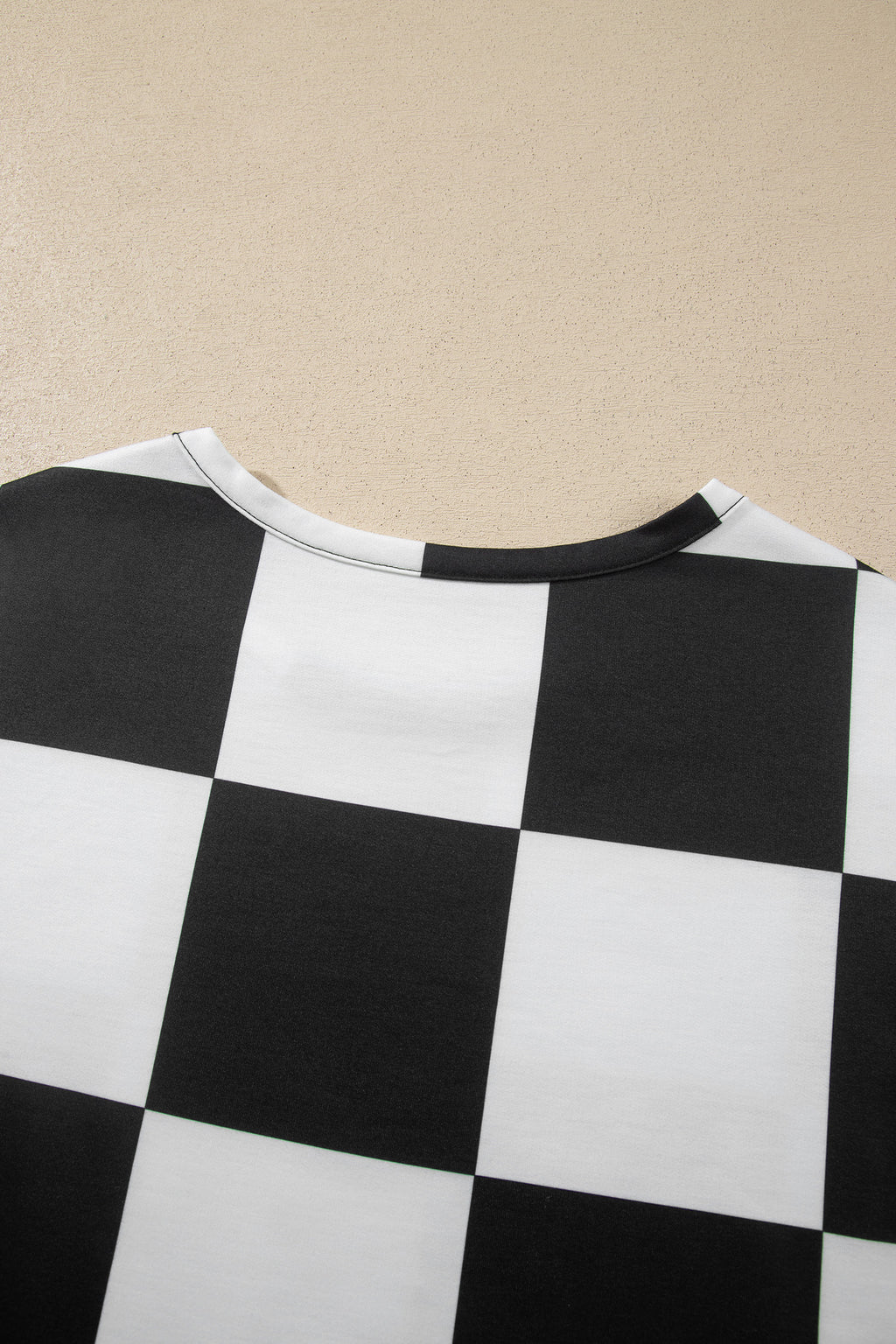 Black Checkerboard Plaid Long Sleeve Solid Color Shorts 2pcs Set