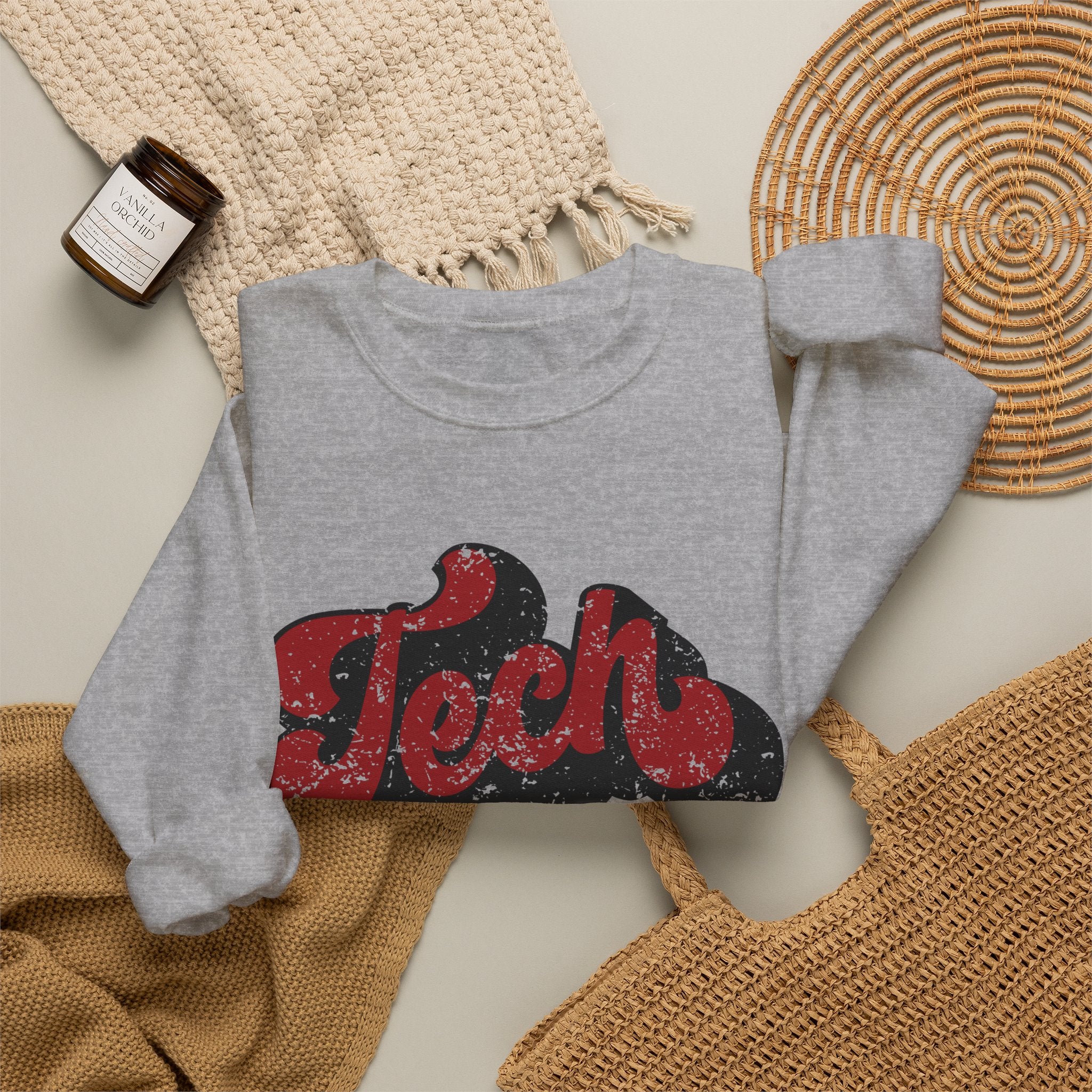 Retro 'Tech' Graphic Crewneck Sweatshirt