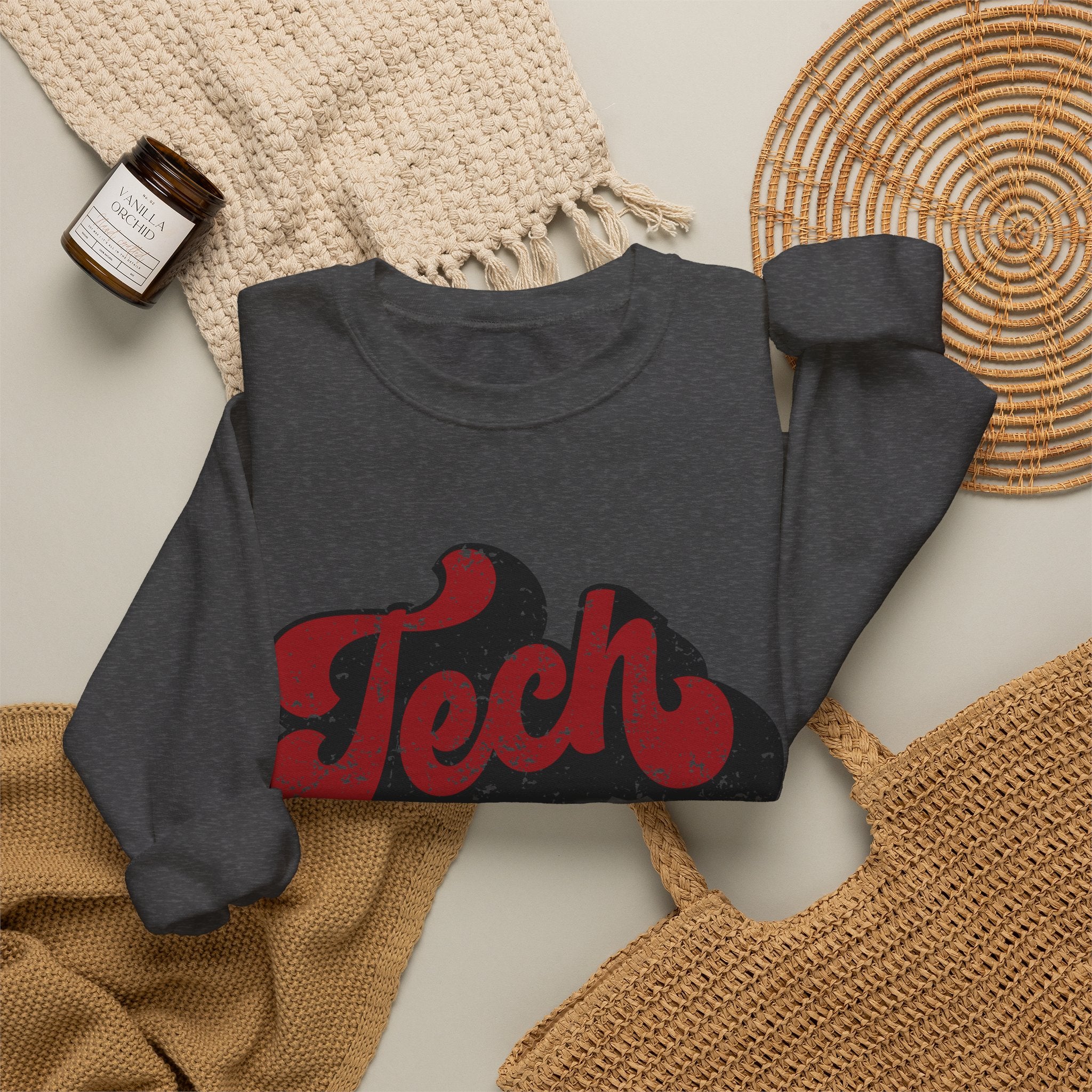 Retro 'Tech' Graphic Crewneck Sweatshirt
